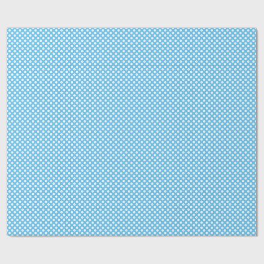 Witte en blauwe stippen Polka Cadeaupapier (Vlak)
