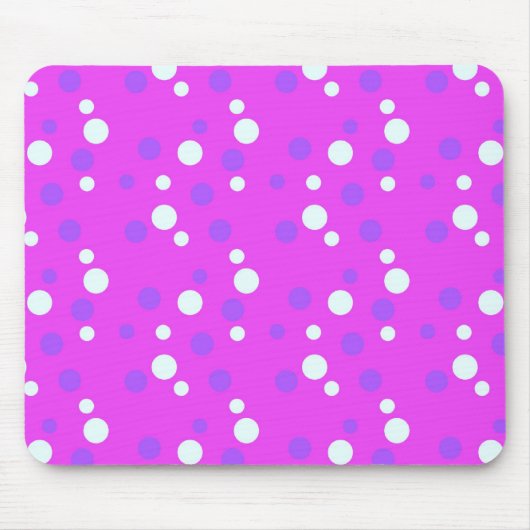 witte en blauwe stippen, roze muismat (Voorkant)