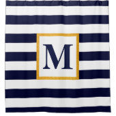 Witte en blauwe strepen douchegordijn (Voorkant)