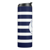 Witte en blauwe strepen en anker thermosbeker (Gedraaid links)