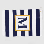 Witte en blauwe strepen golfhanddoek (Horizontaal)