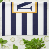 Witte en blauwe strepen theedoek (Gevouwen)