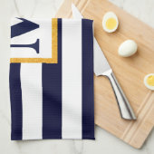 Witte en blauwe strepen theedoek (Quarter Fold)