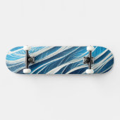 Witte en blauwe stromende lijnen met textuur persoonlijk skateboard (Horizontaal)