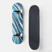 Witte en blauwe stromende lijnen met textuur persoonlijk skateboard (Voorkant)