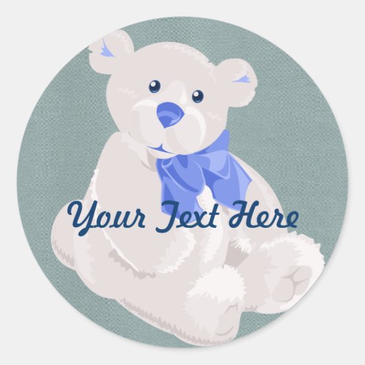 Witte en Blauwe Teddybeer Stickers (Voorkant)