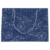 Witte en blauwe traditionele Japanse bloemen Groot Cadeauzakje (Voorkant)