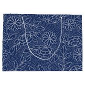 Witte en blauwe traditionele Japanse bloemen Groot Cadeauzakje (Achterkant)