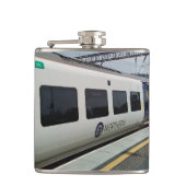 Witte en blauwe trein heupfles (Voorkant)