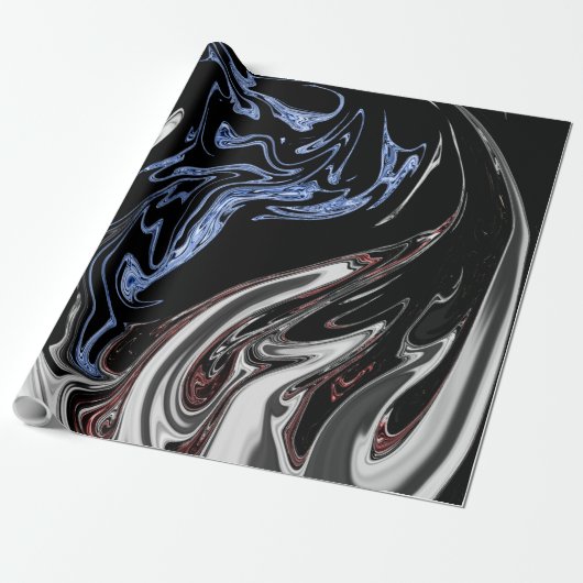 Witte en blauwe vlammen Abstracte kunst | Beste fi Cadeaupapier (Uitgerold)