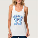 Witte en blauwe volwassenen | Sport Jersey Design Tanktop<br><div class="desc">Witte en blauwe volwassenen | Sport Jersey Design - Womens Jersey Racerback Tanktop</div>