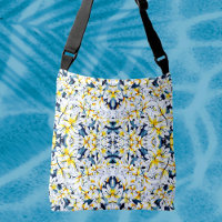 WITTE EN BLAUWE WATERVERF LIGT KRUISBAG