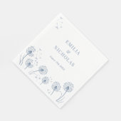 Witte en blauwe Wildflower bruiloft Servet (Hoek)