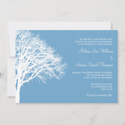 Witte en blauwe wintereik kaart (Voorkant)
