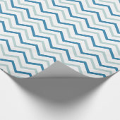Witte en Blauwgroen blauwe Chevron Cadeaupapier (Hoek)