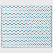 Witte en Blauwgroen blauwe Chevron Cadeaupapier (Vlak)