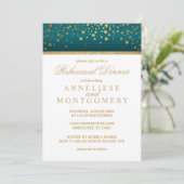 Witte en Blauwgroen goudConfetti - repetitief dine Kaart (Staand voorkant)