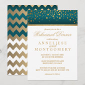 Witte en Blauwgroen goudConfetti - repetitief dine Kaart (Voorkant / Achterkant)