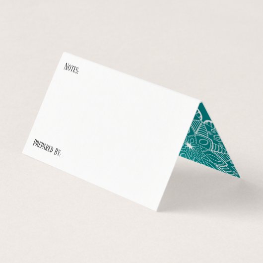 Witte en Blauwgroen Kaarten van de Buffertabel Ont (Achterkant)