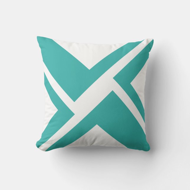 Witte en Blauwgroen kussen (Voorkant)