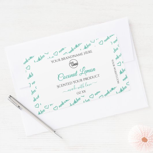 Witte en Blauwgroen Word Cloud Product Labels met (Envelop)