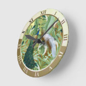 Witte en blauwgroene koninklijke pacocks ronde klok (Hoek)