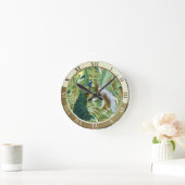 Witte en blauwgroene koninklijke pacocks ronde klok (Huis)