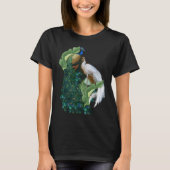 Witte en blauwgroene koninklijke pacocks t-shirt (Voorkant)