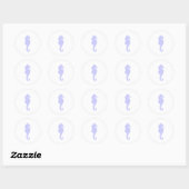Witte en bleekblauwe zeepaard ronde sticker (Vel)