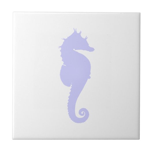 Witte en bleekblauwe zeepaard tegeltje (Voorkant)