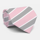 Witte en Bleke roze stropen Necktie Aangepaste kle Stropdas (Opgerold)