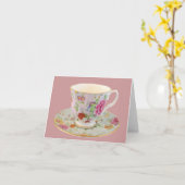 Witte en Bloemen Tea Cup en schotel Note Kaart (Gele Bloem)
