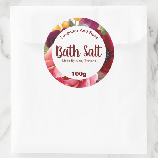 Witte en bloemige badzout labels (Tas)