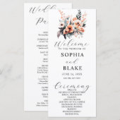 Witte en Blush Bloemen Witte Trouwprogramma (Voorkant / Achterkant)