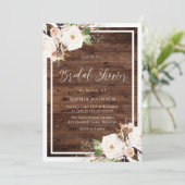 Witte en Blush Flowers Rustisch Vrijgezellenfeest Kaart (Staand voorkant)