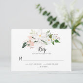 Witte en Blush Roze Orchideeën en Magnolia's RSVP (Staand voorkant)