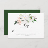 Witte en Blush Roze Orchideeën en Magnolia's RSVP (Voorkant / Achterkant)