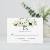 Witte en Blush Roze Tropische Waterverf Bloemen RSVP Kaartje (Staand voorkant)