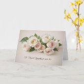 Witte en Blush Rozen Condoleance Kaart (Gele Bloem)