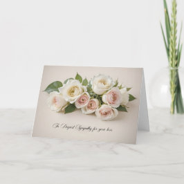 Witte en Blush Rozen Condoleance Kaart