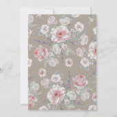 Witte en Blush Waterverf  Bloemen Bruiloft Kaart (Achterkant)