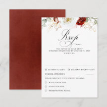 Witte en bordeauxrode bloemen trouw-RSVP