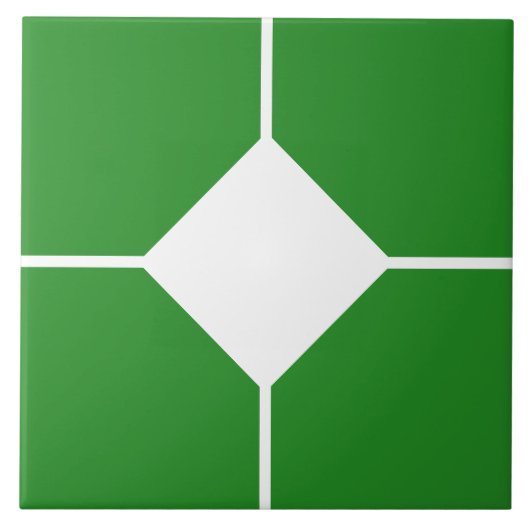 Witte en bosgroene ruitdoorsnede tegel tegeltje (Voorkant)