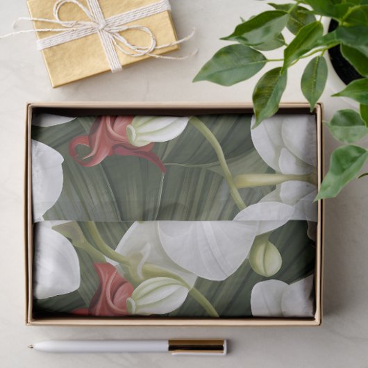 Witte en Bourgondische Orchideeën Decoupage Tissuepapier (Geschenk)