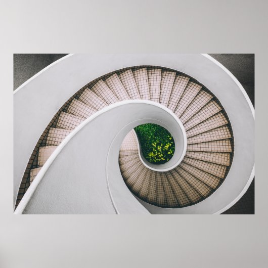 WITTE EN BROEIENDE CONCRETE SPIRALE STAIRS POSTER (Voorkant)