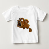 witte en bruine cartoon piranha vis (Voorkant)