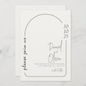 Witte en bruine eenvoudige bruiloft kaart (Voorkant / Achterkant)