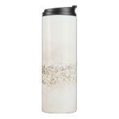 Witte en bruine florale textiel thermosbeker (Gedraaid links)