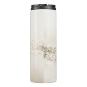 Witte en bruine florale textiel thermosbeker (Achterkant)