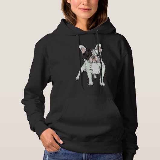 Witte en bruine Franse hond hond Hoodie (Voorkant)